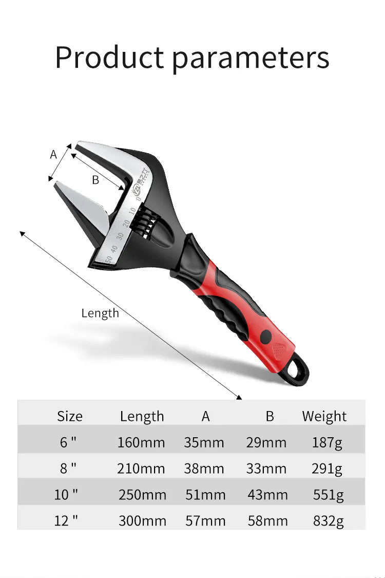 Stainless Steel Adjustable Wrench Universal Wrench